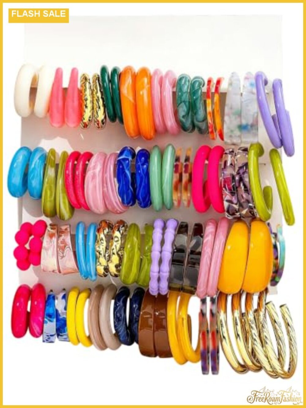 40 Pairs Chunky Hoop Earrings Set for Women, Acrylic Lightweight Statement